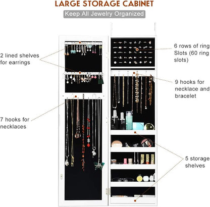 Giantex Jewelry Armoire with Full Length Mirror, Wall and Door Mounted Jewelry - Image 5