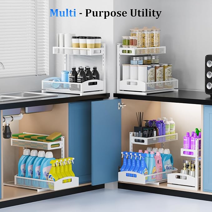 Metal Under Sink Organizer, Pull Out Cabinet Organizer Rack - Image 8