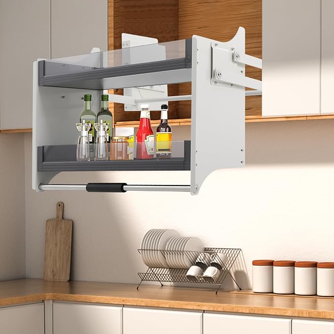 2 Tier Kitchen Cabinet Pull Down Shelf Storage, Pull-down Shelf - Image 2