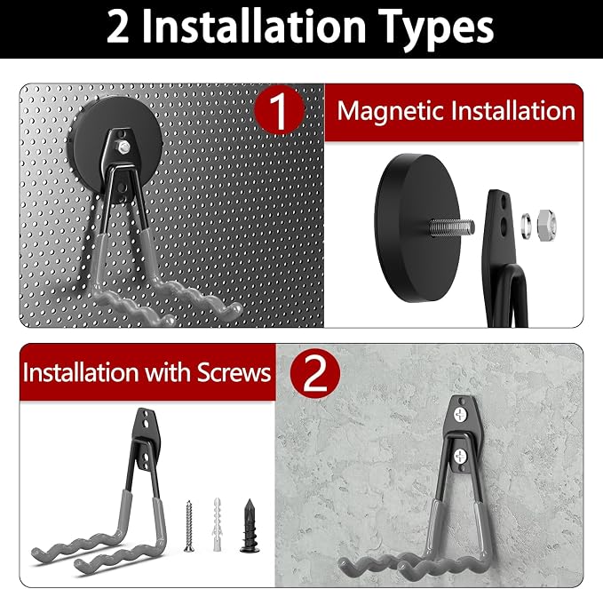 3-H Magnetic Wave Hooks Heavy Duty 2 Pack, Large Magnet Garage Hooks Heavy Duty - Image 6
