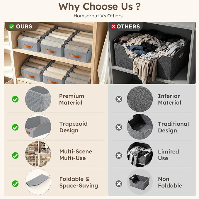 Homsorout Fabric Storage Bins for Organizing - Image 7