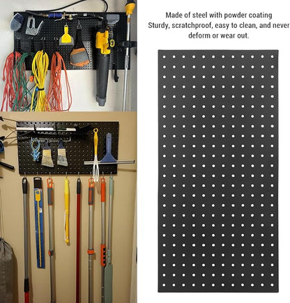 3Pcs Metal Pegboard Panels, 24x12inch Steel Black Pegboards Wall Organizer - Image 4