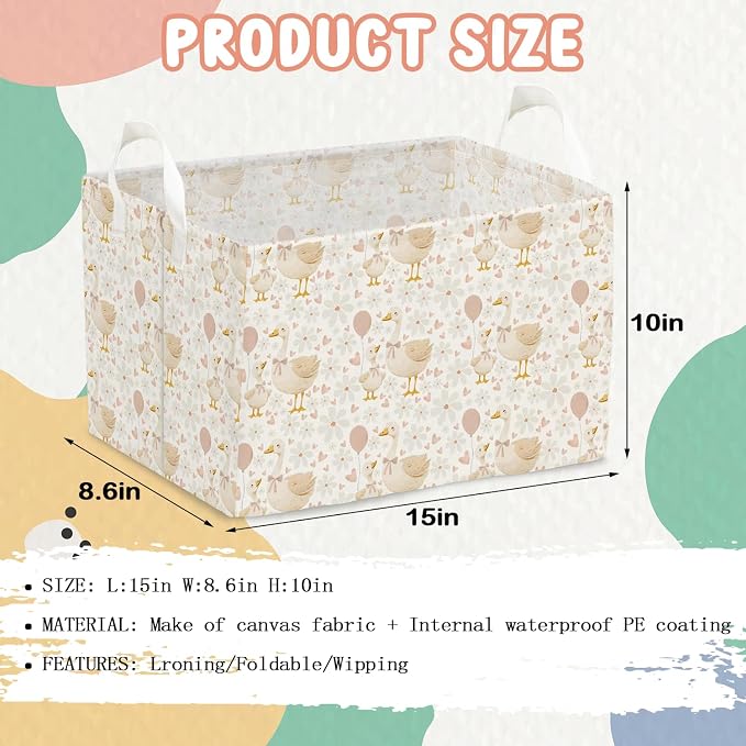 A New Silly Goose Storage Basket, Cute Waterproof Canvas Toy Storage Box - Image 2