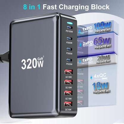 320W USB C Charger Block, Laptop Charger Adapter Compatible - Image 3