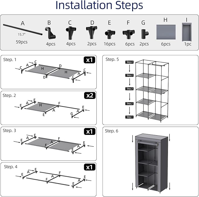 Gray Cover Portable Closet - Image 7