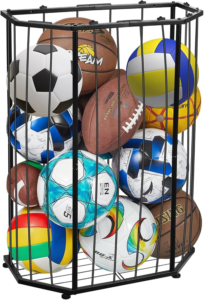 Garage Ball Storage Holder, Elastic Cord Design Can Floor-Standing & by Unknown