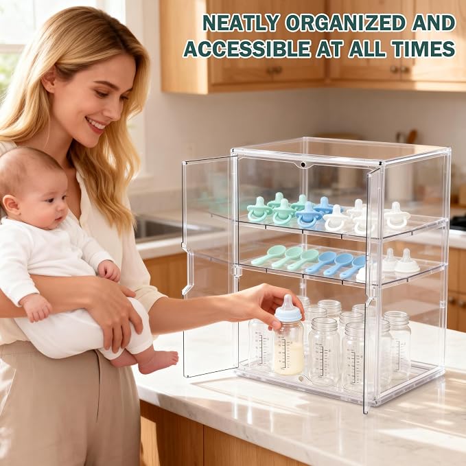 Baby Bottle Organizer, 3-Tier Bottle Storage - Image 5