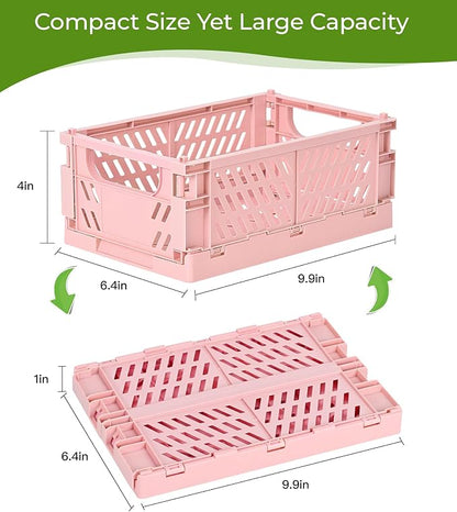4-Pack Small Pastel Plastic Storage Baskets, Collapsible Crates - Image 3