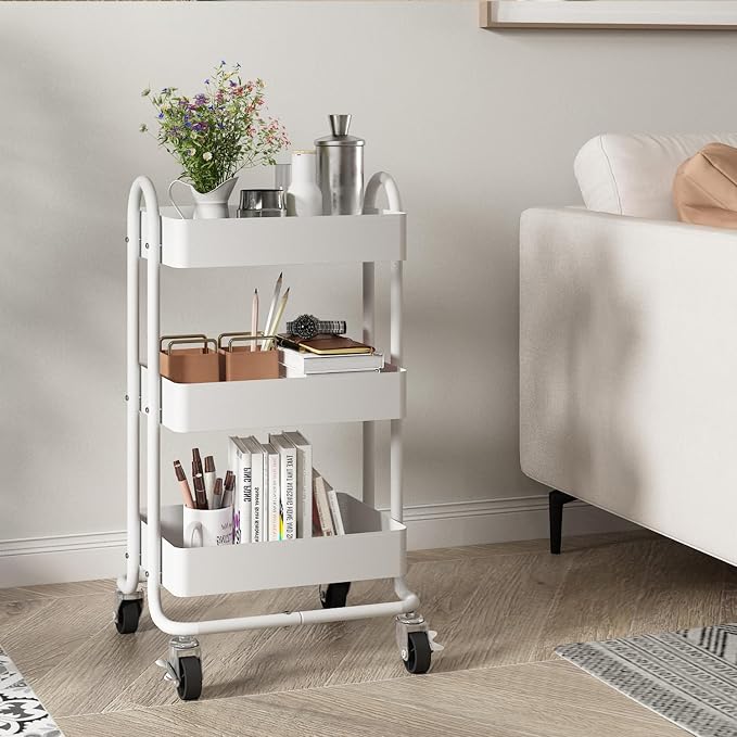 Metal Rolling Cart, 3-Tier Metal Rolling Cart - Image 6