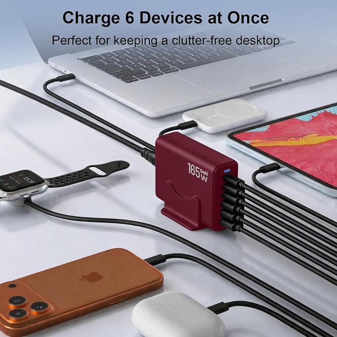 165W GaN USB C Charging Station, 6 Port Desktop Charger - Image 3