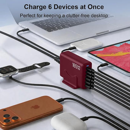 165W GaN USB C Charging Station, 6 Port Desktop Charger - Image 3