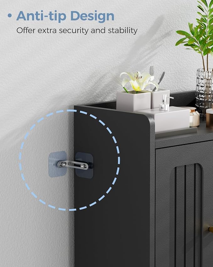 BEWISHOME Small Floor Cabinet, Toilet Paper Storage, Bathroom Storage Cabinet | - Image 6