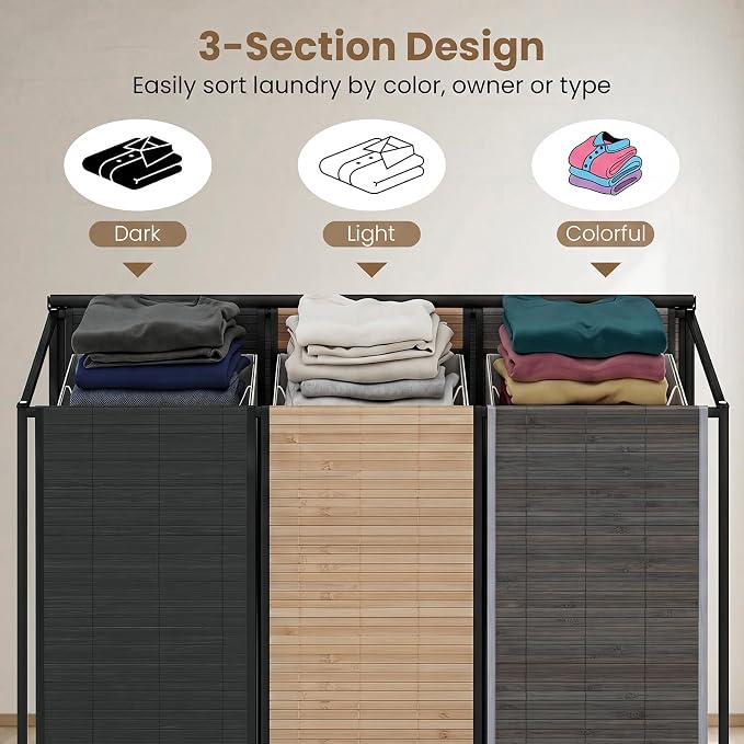 Giantex Laundry Hamper Sorter 3 Section - Image 3