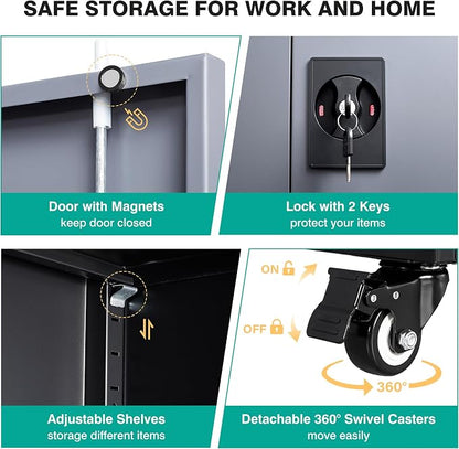 SISESOL 75" Tall Metal Storage Cabinet - Image 5
