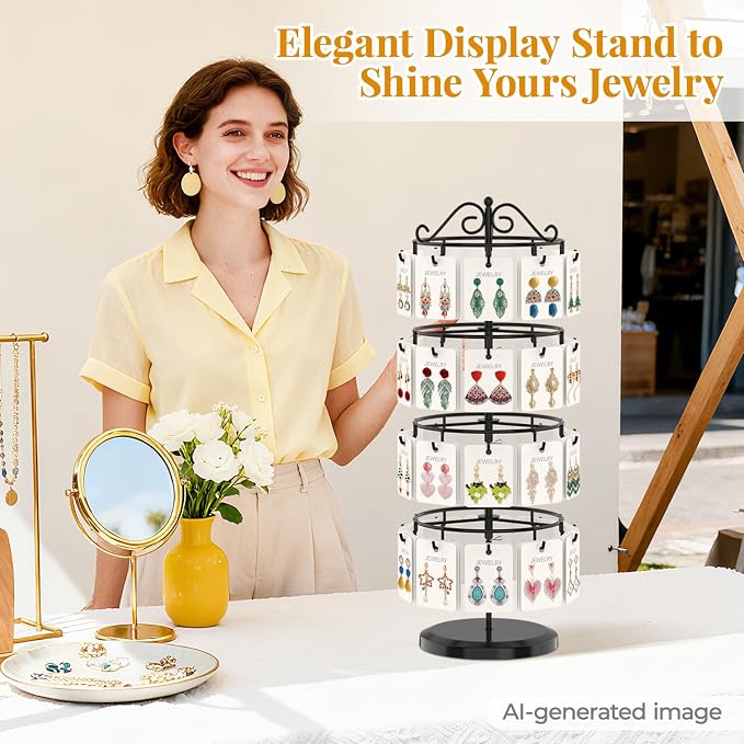 EsLuker.ly Earring Holder Organizer Rotating Display Tree Stand, Adjustable - Image 8