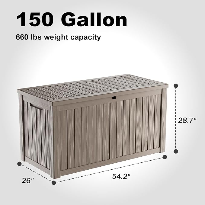 150 Gallon Deck Box, Resin Outdoor Storage Box - Image 2