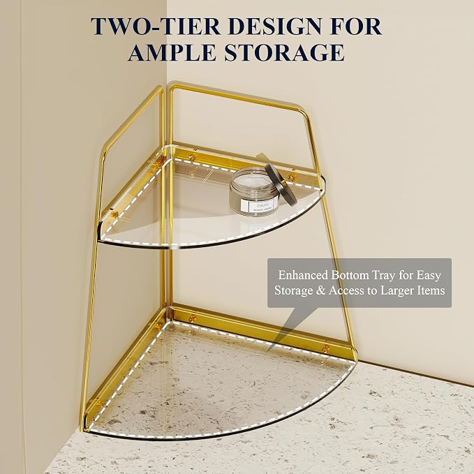 NiHome 2-Tier Acrylic Countertop Corner Organizer - Image 6