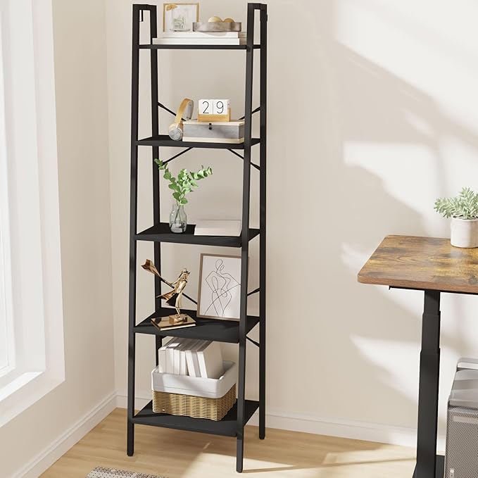Hzuaneri Ladder Shelf, Freestanding Corner Storage Shelf | Bookcase by Hzuaneri