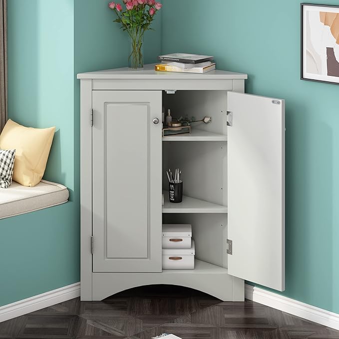 GDFStudio 31.5" H Triangle Corner Bathroom Storage Cabinet - Image 9