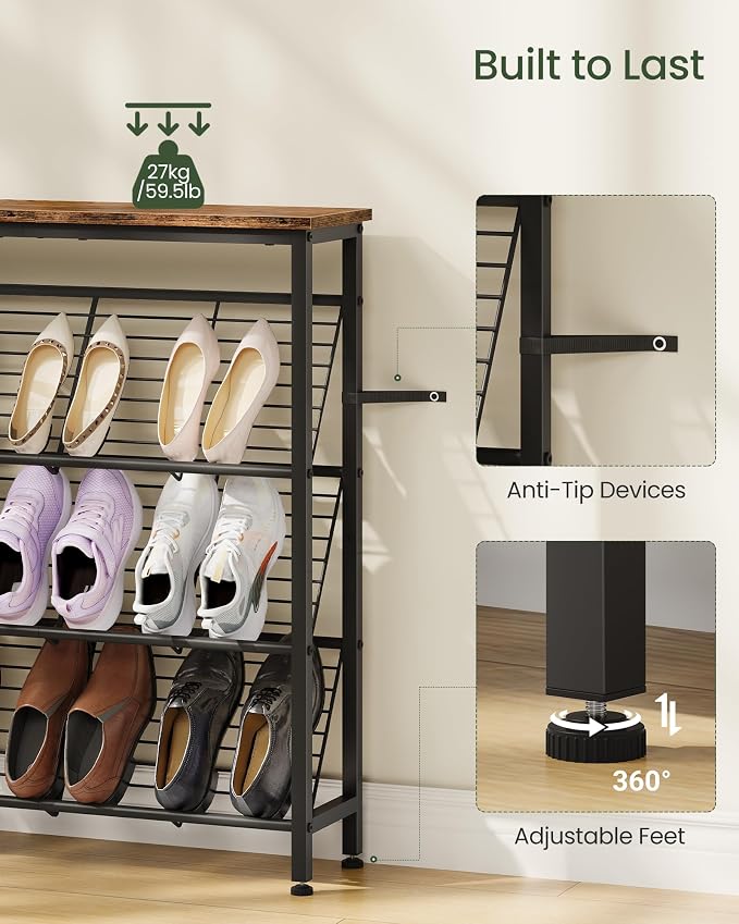CHOEZON Shoe Rack, 4-Tier Narrow Shoe Storage Shelf, Slim Shoe Rack - Image 6