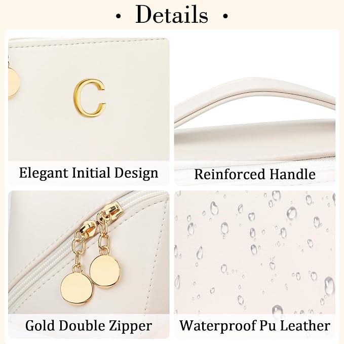Birthday Gifts for Women Teen Girl, Personalized Initial Makeup Organizer Bag - Image 4