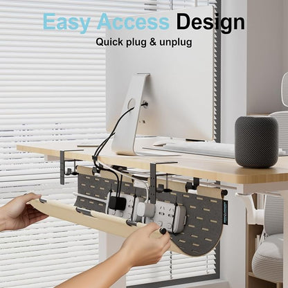 2-in-1 Under Desk Cable Management Tray & Privacy Panel, Dual-Sided Felt Cord - Image 4
