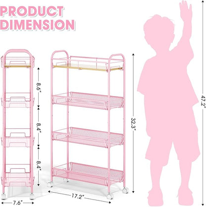 TOOLF 4-Tier Slim Rolling Cart, Metal Storage Cart - Image 2