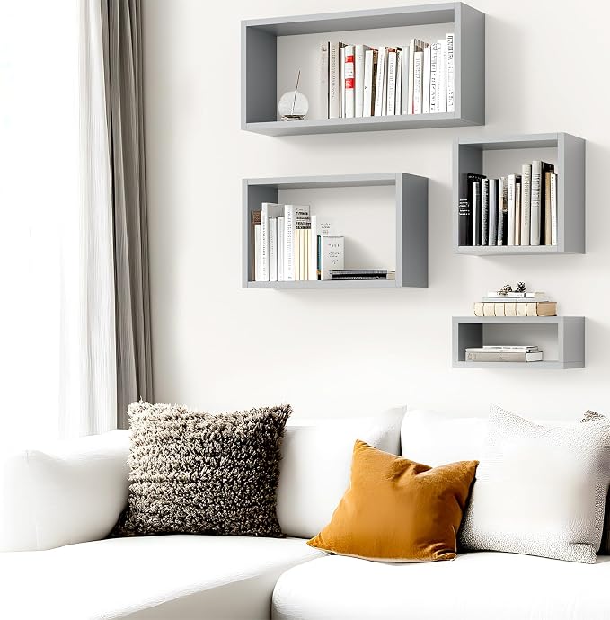 Wall Mount Shelf Set of 4, Floating Cube Shelves - Image 7