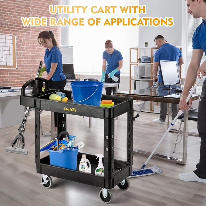 ELAFROS Utility Cart with Ergonomic Handle and Built-in Tool Compartments - Image 5