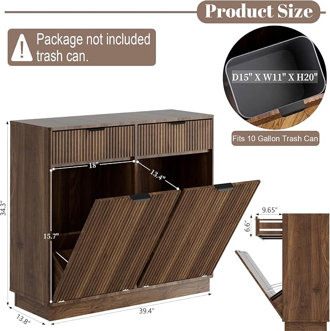 Double Tilt Out Trash Can Cabinet, Laundry Hamper Cabinet - Image 2