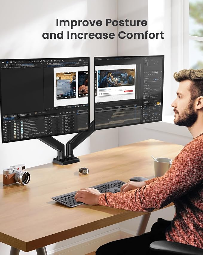 ErGear Dual Monitor Stand up to 32 inches Screen, Load-Bearing Max 22 lbs Each - Image 7