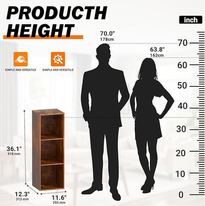 Cube Storage Organizer, 3 Cube Retro Bookshelf, Freestanding 3 Tier Open Shelf - Image 4