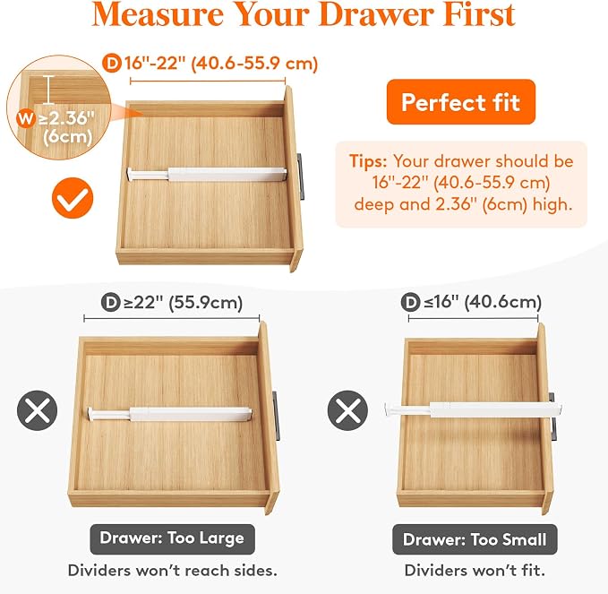 Lifewit 5 Pack Kitchen Drawer Dividers 2.36" High, Plastic Expandable - Image 4
