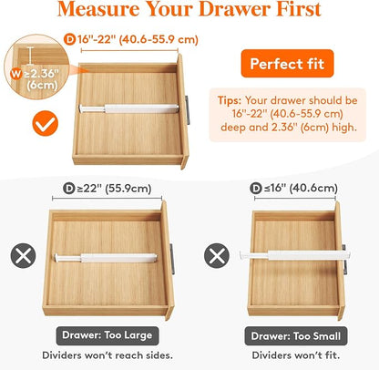 Lifewit 5 Pack Kitchen Drawer Dividers 2.36" High, Plastic Expandable - Image 4