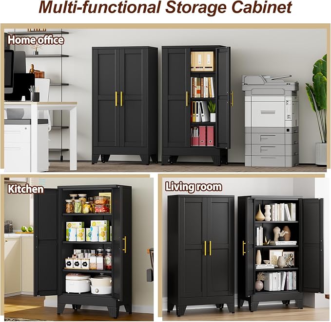 47" Black Metal Storage Cabinet - Image 8