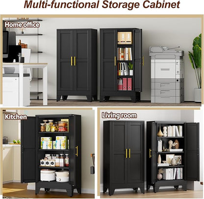 47" Black Metal Storage Cabinet - Image 8