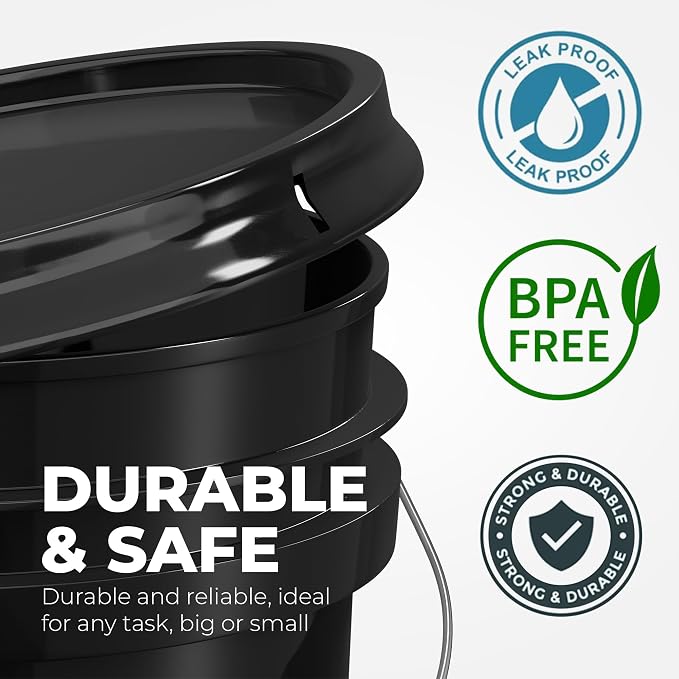 EconoHome 5-Gallon Black Bucket Pail Container - Image 5