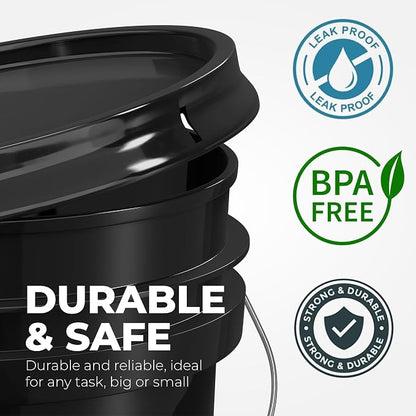 EconoHome 5-Gallon Black Bucket Pail Container - Image 5
