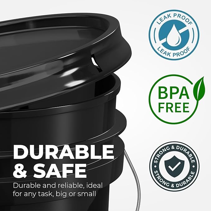 EconoHome 5-Gallon Black Bucket Pail Container - Image 5