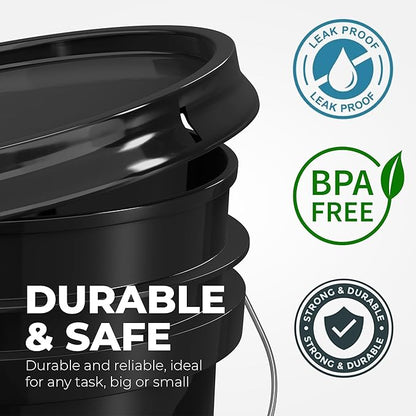 EconoHome 5-Gallon Black Bucket Pail Container - Image 5
