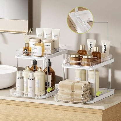 Delamu 2-Tier Bathroom Under Sink Organizers and Storage, Pull Out Cabinet - Image 3