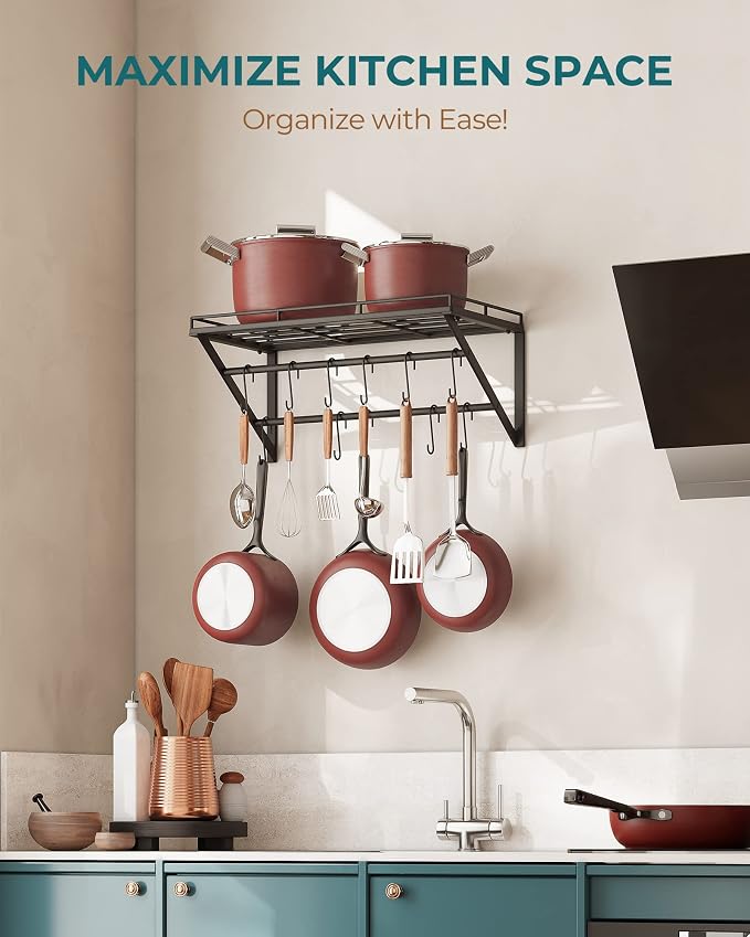 OROPY 23 Inch Wall Mounted Pot Rack Storage Shelf - Image 2