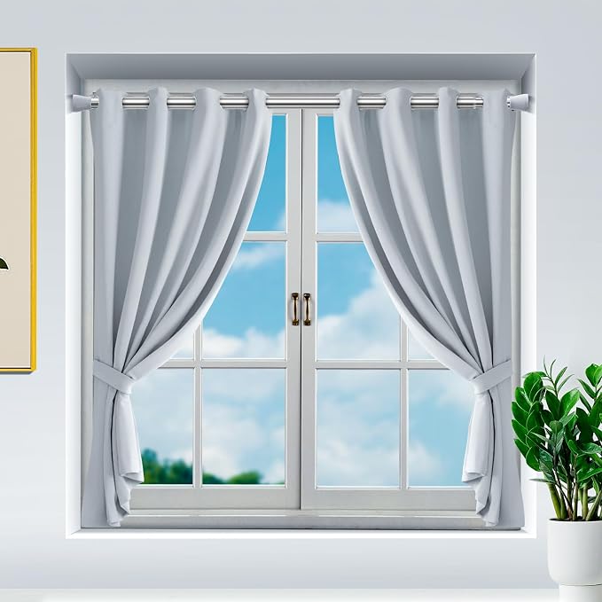 MEXAU 1Pack Spring Tension Curtain Rod 27-50 inch Silver Small Tension Rod | - Image 3