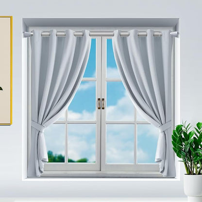 MEXAU 1Pack Spring Tension Curtain Rod 27-50 inch Silver Small Tension Rod | - Image 3