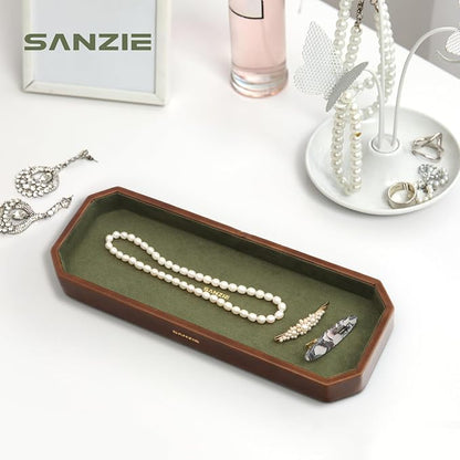 SANZIE Leather Tray Organizer Small Trays Decorative Tray Desktop Storage - Image 2