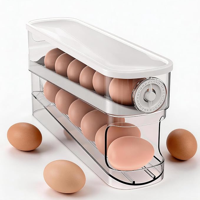 Egg Dispenser For Refrigerator Automatic Rolling, Space-Saving Egg roller by Haiaoxonr