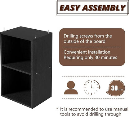 Wooden 2 Cube Storage Organizer, 2 Tier Storage Cubes Storage Display Cubby - Image 4