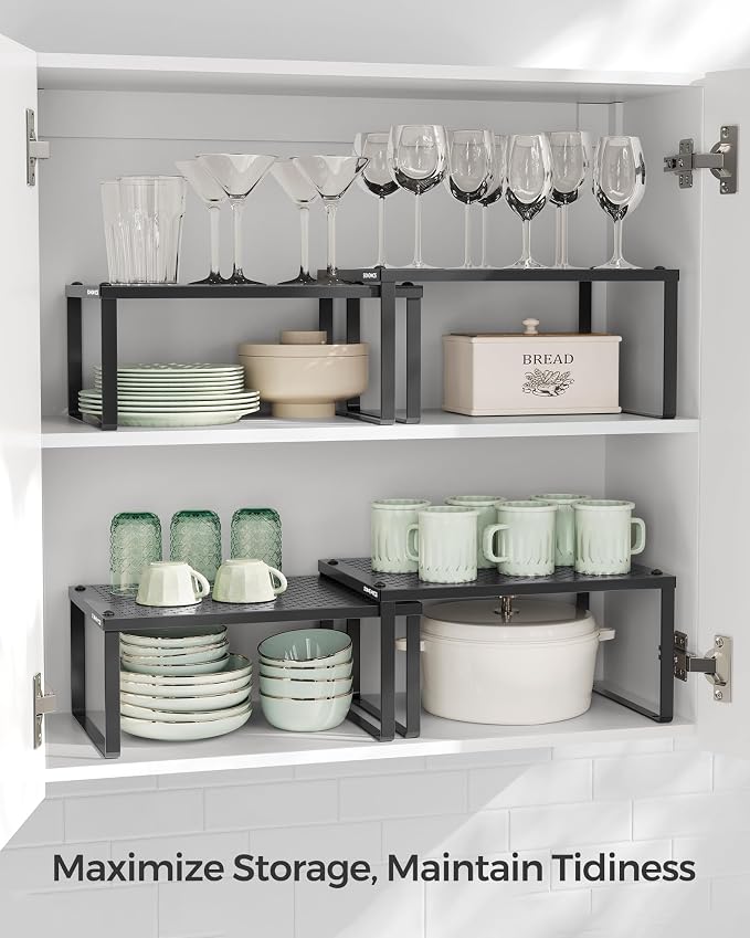 SONGMICS Spice Racks, Countertop Organizers, Shelf Risers, Expandable, Ink - Image 4