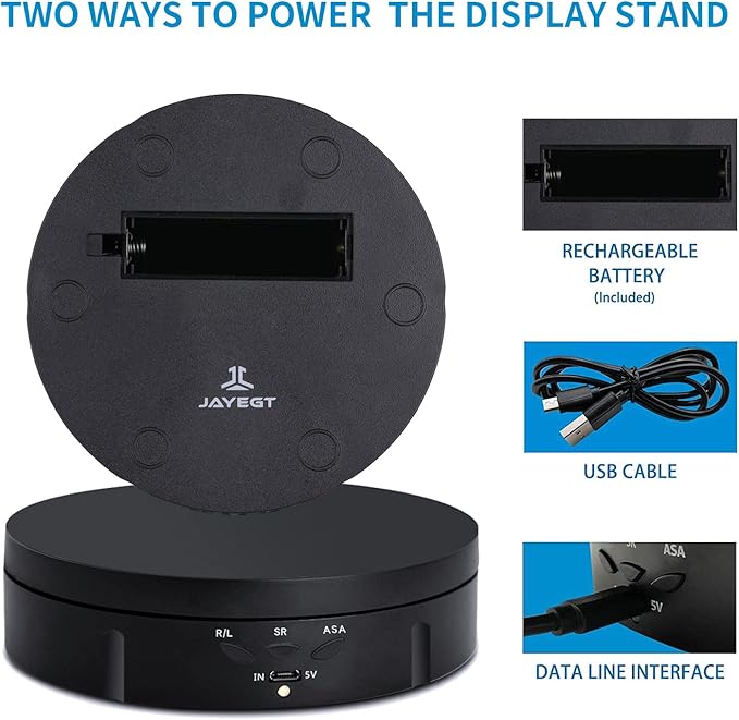 JAYEGT Motorized Rotating Display Stand, 5.74inch /22lbs Load, 360 Degree - Image 3