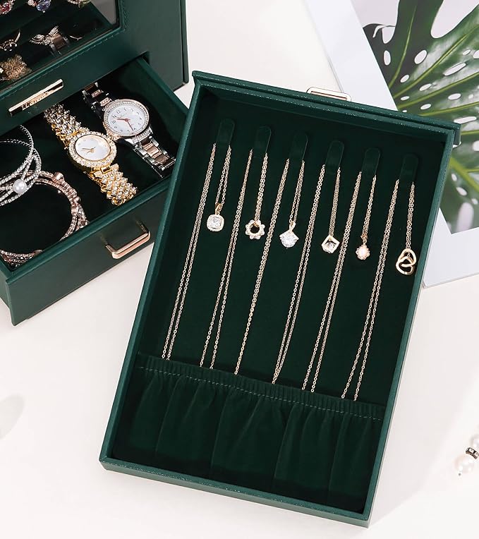 Homde Jewelry Organizer with Transparent Window Necklace Hooks Gift - Image 9